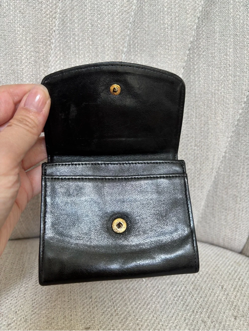 CHANEL CC Black Lambskin Leather Small Bifold Wallet